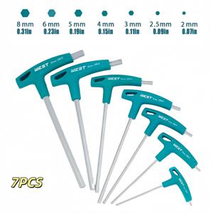 TEMU 7pcs T자형 핸들 육각 렌치/드라이버 공구 세트 - T자형 핸들이 편안한 그립감 - 2mm/2.5mm/3mm/4mm/5mm/6mm/8mm 다중 스펙 볼 엔드 육각 렌치 - 자전거 수리, 가정용 하드웨어 수리, 기계 조립용