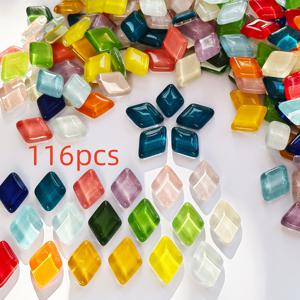 TEMU 116개 색상의 모양 유리 타일 세트 | 미술 프로젝트 용품, 수제 홈 데코 재료, 유리 용품 및 공예 재료, 수제 재료, DIY 수제 재료