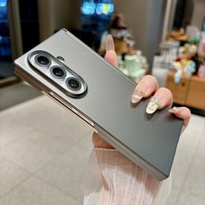 TEMU 휴대폰 케이스 - 피부 느낌 메탈 페인트 듀얼 축 마그네틱 스타일, Z Fold 4/5/6/7 풀 커버리지 낙하 방지 휴대폰 케이스에 적합