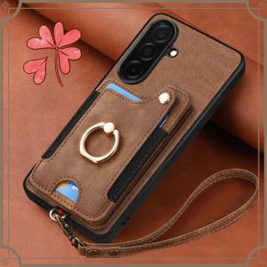 TEMU 휴대폰 케이스: D4 레트로 RFID 자기 차단 멀티 카드 휴대폰줄 케이스, 삼성 갤럭시 S26 울트라/갤럭시 S25 울트라/갤럭시 S25 플러스/갤럭시 S25/갤럭시 S25 FE용, 캔디 컬러, 트렌디한 스타일