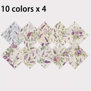 TEMU 40개입 패치워크 및 DIY 공예용 참 팩 - 라벤더 컨트리 스타일, 10가지 디자인, 120g 폴리에스터 패브릭 패치, 퀼팅, 가방 제작, 지갑, 초보자용 선물 프로젝트, DIY 지갑 제작용 풍부한 질감의 색상