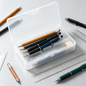TEMU ZXF 책상 서랍 정리함, 직사각형 이중 레이어 필통 - 연필, 펜, 지우개, 마커펜 등에 이상적, 완벽한 졸업 선물; 빈 네일 아트 도구 보관함, 핀셋, 손톱깎이, 네일아트펜, 광택봉, 네일파일 전용 플라스틱 용기 수납 가능