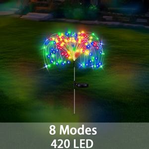 TEMU 60/200/300/420 LED 태양광 장식 조명, 정원등, 안뜰 장식 조명, 8가지 조명 모드, 가정, 정원, 안뜰, 파티, 캠핑, 통로, 잔디밭, 결혼식, 테라스에 적합