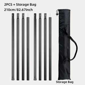 TEMU 2개 철제 캐노피 폴대, 보관 가방 포함 접이식 텐트 폴대, 길이 210cm/82.6인치, 두께 19mm/0.74인치, 야외 텐트 지지대