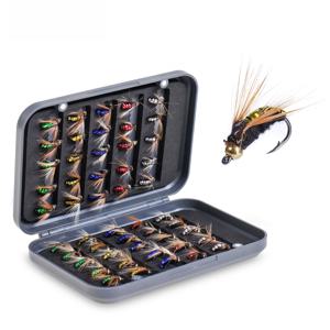 TEMU FLY 플라이 낚시 훅 루어, 5가지 색상, 50개 세트, 파리, 벌, 플라이 낚시, 루어, 낚시바늘, 애벌레, 곤충, 낚시