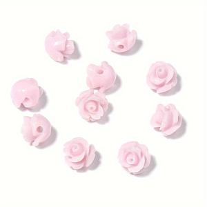 TEMU 30개 생동감 있는 레진 모조 산호 꽃 비즈 - 다양한 색상, DIY 팔찌 & 목걸이 제작에 이상적, 광택 있는 스페이서 비즈 주얼리 만들기 액세서리