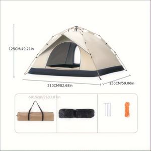 TEMU 샌드바 2인용 자동 팝업 텐트 - 휴대용, 쉬운 설치, 사계절 야외 캠핑 텐트, 낚시, 하이킹 및 사냥용, 골든, 사각 디자인, 지퍼 클로저