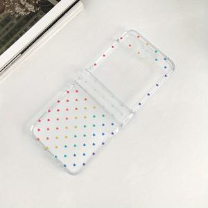 TEMU 갤럭시 Z 플립 6/Z 플립 5 5G/Z 플립 4/Z 플립 3 호환 투명 휴대폰 케이스 PC 하드 방탄 힌지 삼중 보호 커버 패션 러브 여성 스타일