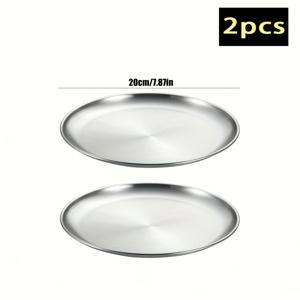 TEMU 1/2/4개 내구성 강한 스테인리스 플레이트 - 상업용 및 야외 사용, 둥근 모서리, 캠핑, 바베큐, 뷔페, 주방, 레스토랑용 - 튼튼하고 세척 쉬운 표면, BBQ 서빙 접시, 현대식 식기 액세서리, 안전한 음식 취급