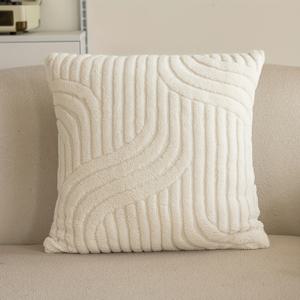 TEMU 1개, 추상 라인 쿠션 커버, 부드러운 플러시 홈 쿠션 커버 케이스, 12In X 20In, 18In X 18In, 20In X 20In, 부드러운 퍼지 홈 장식 쿠션 케이스 (소파 침실 실내외 장식용), 농가 스타일, 베개 속통 미포함