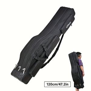 TEMU 1개 대용량 낚시 가방, 튼튼한 옥스포드 천 및 편안한 어깨 스트랩, 3단 분리형 디자인으로 정리된 보관, 고품질 지퍼, 150cm/100cm 사이즈 옵션, 튼튼한 소재로 다양한 장비 보관에 적합