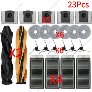 TEMU 드림 X50 울트라/L50 울트라/X50 마스터/L40s Pro 울트라/ V50 로봇 & 걸레 교체용 부품 풀 키트 2개 메인 브러시, 6개 사이드 브러시, 4개 HEPA 필터, 6개 걸레 패드, 5개 먼지봉투 포함 - 로봇 청소기용 완벽한 액세서리 세트 23개