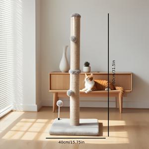 TEMU 고양이 스크래칭 포스트 31.5인치 대형, 내구성이 뛰어난 천연 사이살 로프 스크래쳐 포스트 트리, 실내 고양이용, 아기 고양이 I