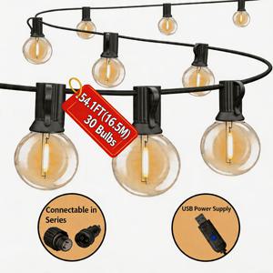 TEMU G40 빈티지 에디슨 전구 LED 야외 스트링 라이트 54FT/37FT/21FT 파티오 조명, 현관, 데크, 정원, 뒤뜰, 발코니, 안뜰, 울타리, 상점, 결혼식, 캠핑, 나무, 어버이날, 졸업 시즌, 결혼식 IP44용 외부 행잉 조명