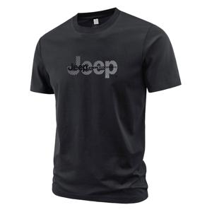TEMU Jeep 남성용 상징적인 Jeep 로고 프린트 반팔 티셔츠 - 텍스처 크루넥 티, 레귤러 핏 캐주얼 스트리트웨어, 여름, 파티 & 아웃도어웨어용 | 기계 세탁 가능, 캐주얼, 데일리웨어에 적합 (Jeep 브랜딩)
