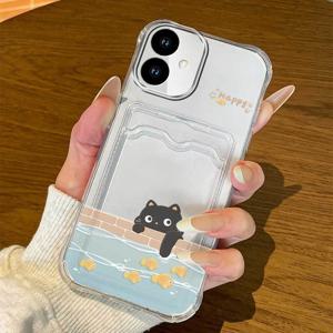 TEMU 휴대폰 케이스 - 고양이 낚시 투명 카드 슬롯 커버 (삼성 갤럭시 S26 ULTRA S25 Plus A07 S24 FE A56 A17 A15 A55 A35 A26 A36 A54 A14 A25 A34 A52 A32 A24 A53 S20 A13 A33 A50 S23 A71 S21 A23 지갑 카드 홀더 투명 소프트 케이스)