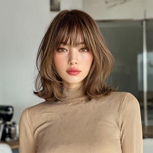TEMU 공장 직판, 여성용 숏 정밀 커팅 가발, 블론드 하이라이트에서 다크 브라운까지, 앞머리 포함, 고밀도 로즈 망사, 숏 컬리 가발, 파티 및 캐주얼웨어용
