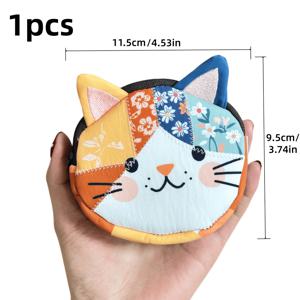 TEMU 1 일본 스타일 귀여운 고양이 패치워크 천 가방, 대용량/지퍼형 화장품 가방, 휴대용 수납 가방, 여행 및 일상 생활에 적합, 귀여운 만화 고양이 패턴