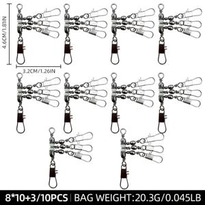 TEMU 3-Way Fishing Swivel Connectors with Luminous Beads, -Tangle Triple Branch Snap Swivels for Saltwater Freshwater Fishing Rigs