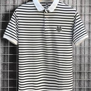 TEMU Men's Shirt Short Sleeve T-Shirt Summer Striped Collared Lapel Fashion wear Brand Cool Thin Casual Embroidered Top