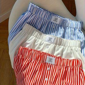 TEMU 여성용 컬러 블록 체크무지 솔리드 컬러 스플라이스 탄성 허리 버튼 디자인 반바지 3pcs 세트
