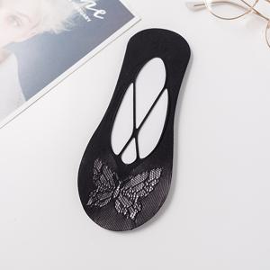 TEMU 5켤레 나비 패턴 둥근 앞코 투명 양말 여성용 미끄럼 방지 투명 양말 얕은 입구 양말