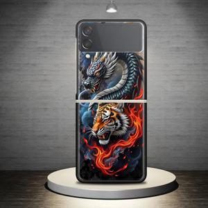 TEMU 휴대폰 케이스 - 드래곤 & 타이거 케이스 (삼성 갤럭시 Z Flip4 Z Flip3 Z Flip5 Z Flip6 Z Flip 5G 하드 커버)