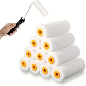 TEMU 10개 100mm 미니 화이트 내구성 폼 페인트 롤러 슬리브, 페인팅 스펀지 롤러 아트 세트, 홈 데코, DIY 프로젝트, 쉬운 사용, 매끄러운 마감, 튼튼한 구조, 재사용 가능 슬리브, 도구, 전문 페인터, 인테리어 디자이너용