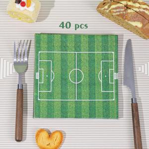축구 냅킨 종이 타월 20/40개, 축구 파티 장식, 축구공 사각형 잔디 스포츠 테마 일회용 종이 냅킨, 할로윈, 크리스마스용 스포츠 생일 파티 용품 테이블 장식