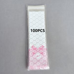 TEMU 50/100개입 핫 스타일 긴 플라스틱 OPP 봉투, 흰색 꽃과 리본 자체 접착 봉투