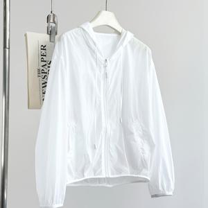 TEMU 여성용 프레쉬 얇은 선크림 커버, 스타일리시한 노화 방지 캐주얼 올매치 후드 지퍼 얇은 코트