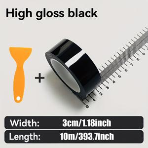 TEMU 자동차용 카본 파이버 스티커 2개 세트, 3cm*10m, 블랙, 도어 섕스 및 백미러 보호 스트립용으로 특별 설계, 전체 차종에 적합