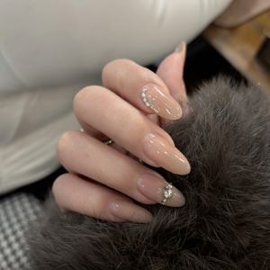 TEMU 10개입 초자연적인 누드 리본 네일 아트, 쉬운 화이트, 부드럽고 착용 가능한 네일 패치