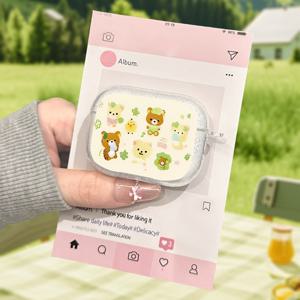 TEMU 공장 직거래 도매가 / for Pro 3용 INS 스타일 패셔너블하고 창의적인 귀여운 반려동물 패턴 글리터 투명 풀프린트 이어버드 케이스, for 4/for 3/for Pro 2/for Pro 보호 커버, 가족, 친구, 남성, 여성을 위한 부활절 및 발렌타인데이 선물