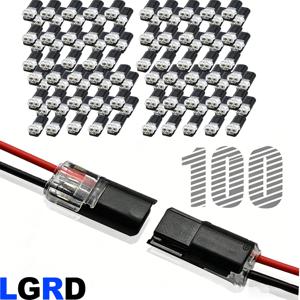 TEMU 100개 LGRD 퀵 커넥터 터미널, 2핀 2방향 범용 퀵 커넥터, 전선 스트립 불필요, 빠른 설치, 잠금 장치 포함, 정원, 자동차, 가정 및 산업 현장에 적용 가능. 18-22AWG에 적합