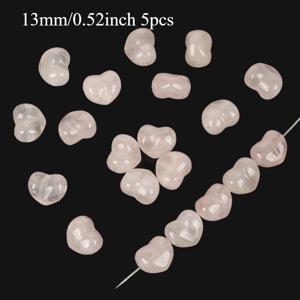 TEMU 천연석 로즈쿼츠 하트 모양 스페이서 비즈 13mm 5개, 주얼리 제작 DIY 팔찌 귀걸이 액세서리용, 여성을 위한 선물