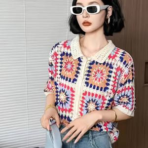 TEMU 2026 레이스 크로셰 스웨터 여성용 반팔 루즈핏 다용도 탑