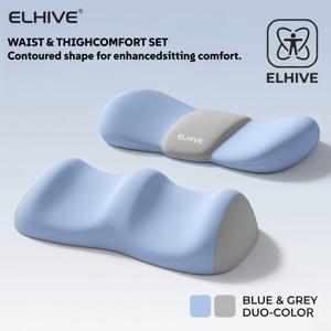 TEMU ELHIVE 허리 및 다리 베개 세트, 3D 윤곽 침대 쿠션 (수면용), 멀티 존 메모리폼 허리 받침대, 등/옆으로 자는 사람을 위한 조절 가능한 무릎 및 발 받침대, 자연스러운 곡선에 맞춘 인체공학적 바디 주름 디자인, 엉덩이 및 하반신 편안함
