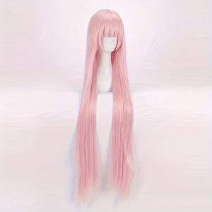 TEMU 조류에서처럼 보이는 버튼이 달린 70cm 길이의 핑크 애니메이션 가발, 파티, 컨벤션 및 축제에 적합