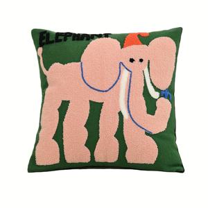 TEMU 동물 타월 체인 베개 커버 1개 (베개솜 미포함), 토끼, 코끼리, 여우, 호랑이, 하마, 소 패턴의 귀여운 베개 커버, 사계절용