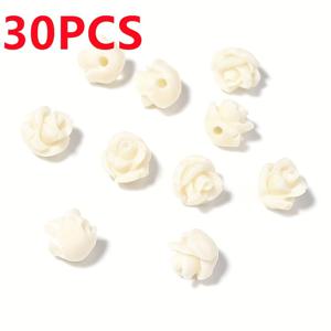 TEMU 30개 세트 레진 컬러 모조 산호꽃 비즈 6mm, 컬러풀 장미꽃 비즈 & 비즈 어쏘트먼트, DIY 팔찌, 목걸이, 펜던트, 의류 액세서리, 주얼리 만들기 소품