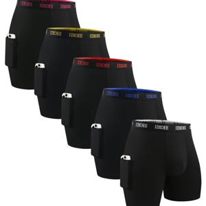TEMU 남성용 편안한 스키니핏 보정속옷 5개 세트 - 통기성, 신축성, 속건성, 신축성 허리밴드, 긴 복서 브리프 쇼츠, 봄철 운동, 스포츠, 캐주얼웨어용 - 부드럽고 가벼우며 흡습성