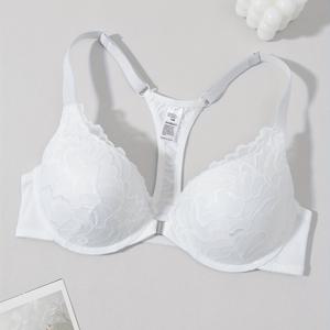 TEMU 앞면 잠금 레이스 패치워크 브라, 서포트를 위한 언더와이어, 처짐 방지, 아름다운 뒷면 디자인, 데이트에 적합