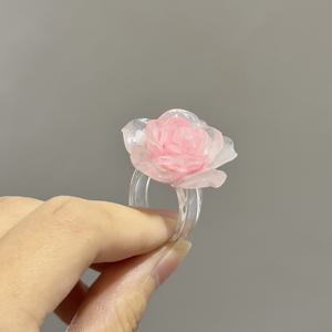 TEMU 싱글 유럽 및 미국 핑크 장미 꽃 반지 스타일 스위트 여성 반지 인기 휴일 선물 생일 선물