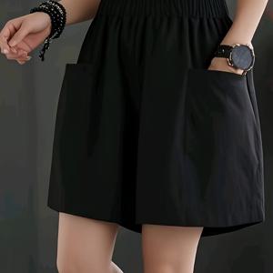 TEMU 루즈 레그 캐주얼 반바지, 하이 웨이스트 허벅지 덮음, 다용도, 패셔너블한 루즈핏