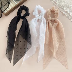 TEMU 3pcs 여성용 스위트 앤 엘레강트 메쉬 리본 헤어후프 세트, 포니테일 & 업스타일에 완벽한 다목적 롱 리본 헤어링, 데일리 웨어, 여행 또는 파티 스타일링에 적합