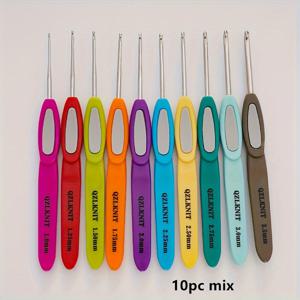 TEMU 5개/10개 레이스 코바늘 세트, 전문가용 뜨개질 도구 키트 (1-3mm), 미끄럼 방지 휴대가 편리한 그립 및 인체공학적 디자인, 가정 및 여행용 휴대용 수공예 필수품, 내구성 및 부식 방지 초보자 스타터
