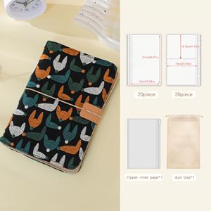 TEMU 대용량 A5 스크랩북, 스티커 노트 정리함, 사진 앨범 - 탈부착 가능한 페이지, 투명 포켓, 소프트 패브릭 바인더 - 스크랩북, 스티커, 엽서, 공예품 보관용 - 스크랩북, 수집품, 사무실, 개인 사용, 아티스틱 커버 디자인, 다목적 보관 솔루션, 창의적인 스크랩북, 내구성 있는 정리함, 오피스 워커를 위한 스토리지 북