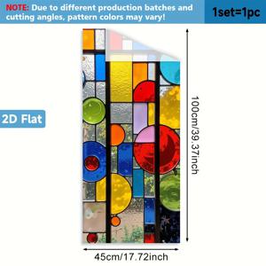 TEMU 2D 플랫 - 2D 플랫 - 1개. 추상 스테인드글라스 패턴 디자인 2D 창문 필름. PVC 정전기 흡착 창문 유리 필름, 45X100 Cm. 홈아트 장식 탈착식 재사용 가능 프라이버시 보호 간편한 설치, 접착제 불필요. 욕실 등에 적합