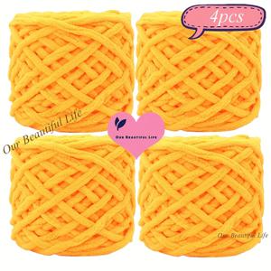 TEMU 4개/팩 380G/13.4Oz 초대형 폴리에스터 얀 고품질 쉐닐 수제 얀 부드러운 대형 두꺼운 얀 손뜨개 및 코바늘 프로젝트용, 스카프, 모자, 담요 | 다양한 색상으로 제공되는 청키 얀 텍스처 얀, 소프트 얀 (95G X 4개)